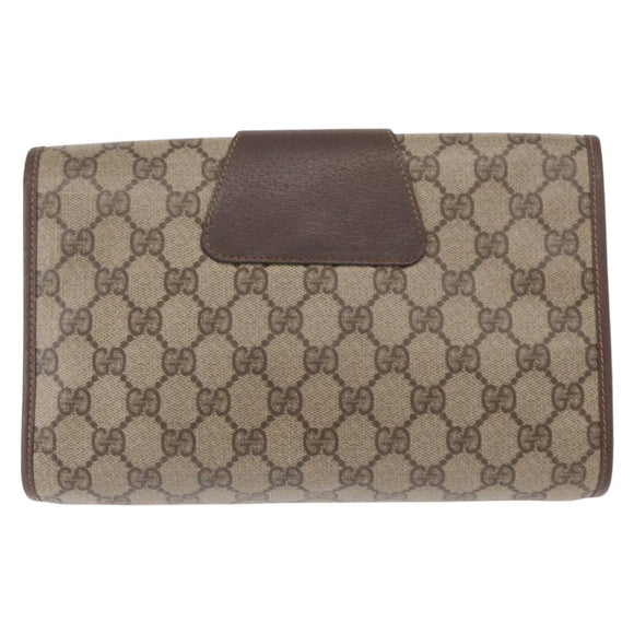 GUCCI GG Supreme Web Sherry Line Bag PVC Beige Gold 156 01 030 Auth 153924