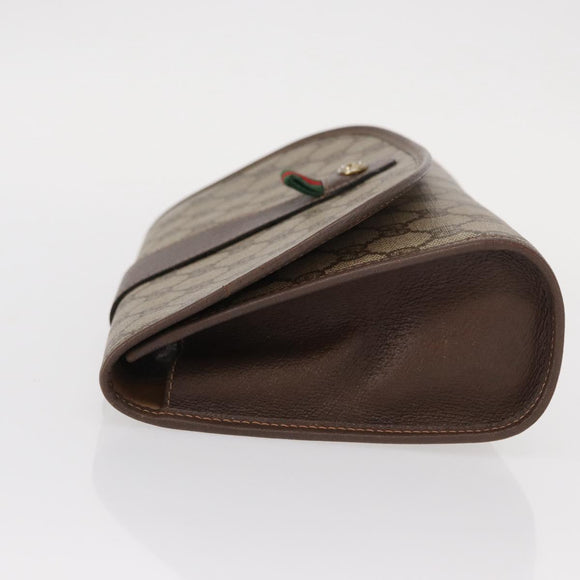 GUCCI GG Supreme Web Sherry Line Bag PVC Beige Gold 156 01 030 Auth 153924