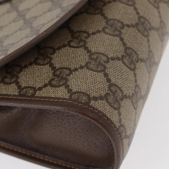 GUCCI GG Supreme Web Sherry Line Bag PVC Beige Gold 156 01 030 Auth 153924