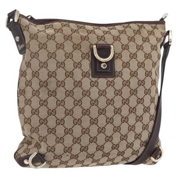 GUCCI GG Canvas Abbey Shoulder Bag Beige Gold 131326 Auth 153925
