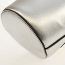 GUCCI Hand Bag Leather Silver Auth 153926M-13