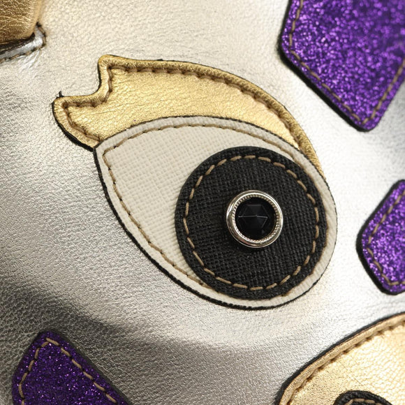 GUCCI Hand Bag Leather Silver Auth 153926M