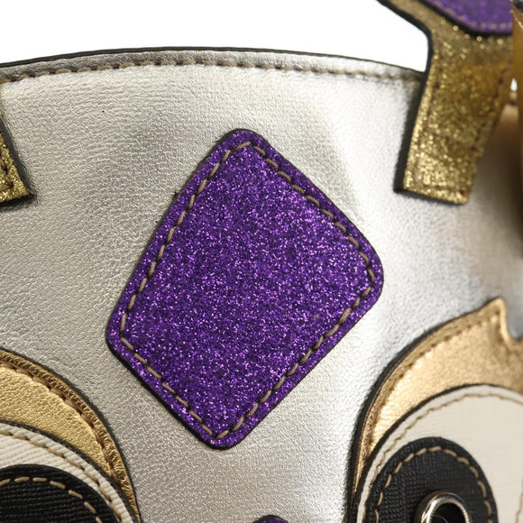 GUCCI Hand Bag Leather Silver Auth 153926M