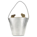 GUCCI Hand Bag Leather Silver Auth 153926M-3