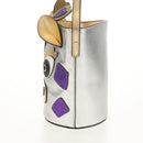 GUCCI Hand Bag Leather Silver Auth 153926M-4