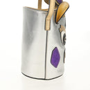 GUCCI Hand Bag Leather Silver Auth 153926M-5