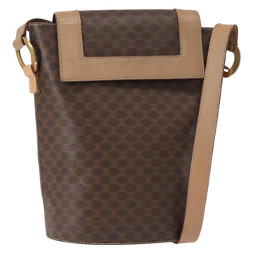 CELINE Macadam Canvas Circle Shoulder Bag PVC Leather Brown Gold Auth 153927