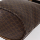CELINE Macadam Canvas Circle Shoulder Bag PVC Leather Brown Gold Auth 153927-12