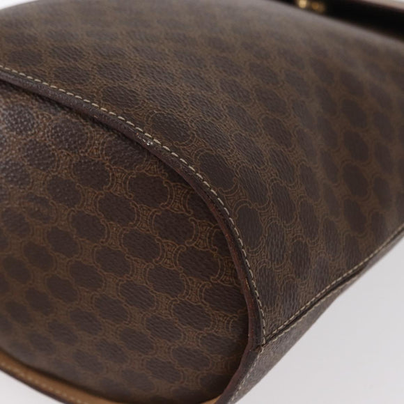CELINE Macadam Canvas Circle Shoulder Bag PVC Leather Brown Gold Auth 153927