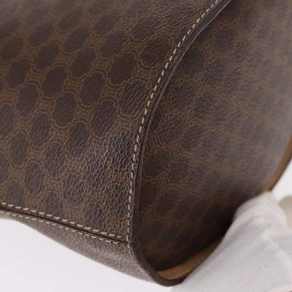 CELINE Macadam Canvas Circle Shoulder Bag PVC Leather Brown Gold Auth 153927