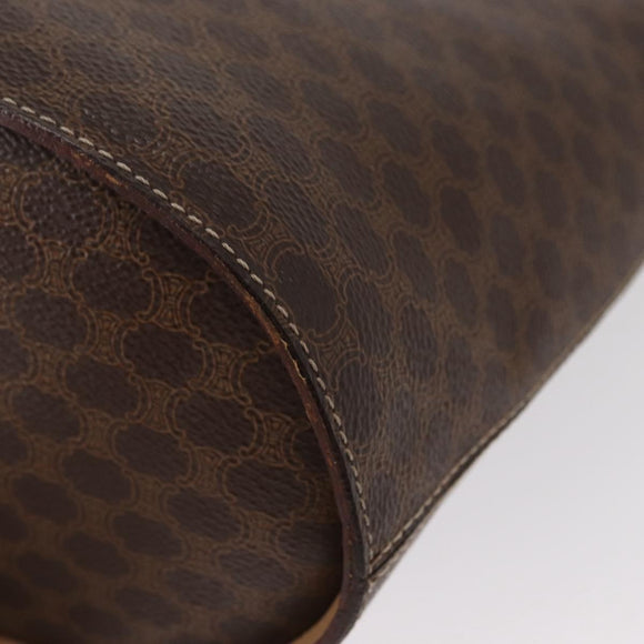 CELINE Macadam Canvas Circle Shoulder Bag PVC Leather Brown Gold Auth 153927
