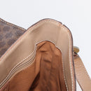 CELINE Macadam Canvas Circle Shoulder Bag PVC Leather Brown Gold Auth 153927-18