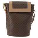 CELINE Macadam Canvas Circle Shoulder Bag PVC Leather Brown Gold Auth 153927-2