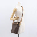 CELINE Macadam Canvas Circle Shoulder Bag PVC Leather Brown Gold Auth 153927-22