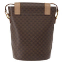 CELINE Macadam Canvas Circle Shoulder Bag PVC Leather Brown Gold Auth 153927-3