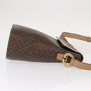 CELINE Macadam Canvas Circle Shoulder Bag PVC Leather Brown Gold Auth 153927-4