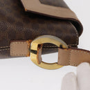 CELINE Macadam Canvas Circle Shoulder Bag PVC Leather Brown Gold Auth 153927-5