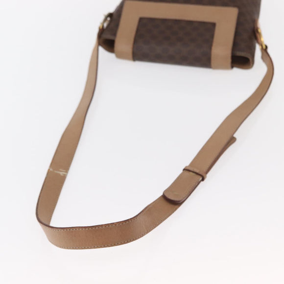 CELINE Macadam Canvas Circle Shoulder Bag PVC Leather Brown Gold Auth 153927