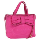 PRADA Hand Bag Nylon 2way Pink Gold Auth 153929-1