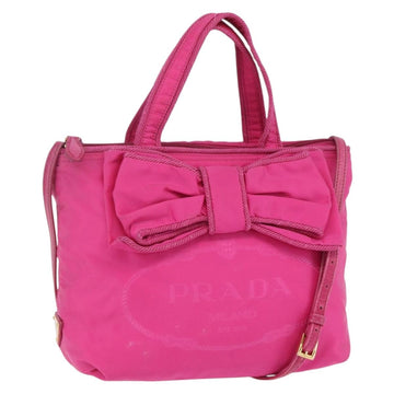 PRADA Hand Bag Nylon 2way Pink Gold Auth 153929