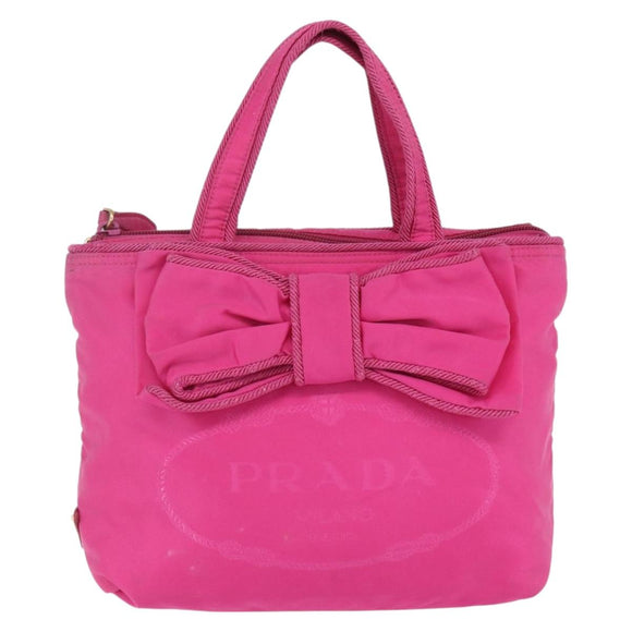 PRADA Hand Bag Nylon 2way Pink Gold Auth 153929