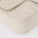 PRADA Gathered Chain Shoulder Bag Leather White Gold Auth 153930-9