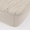 PRADA Gathered Chain Shoulder Bag Leather White Gold Auth 153930-17