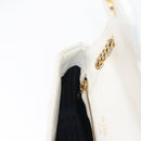 PRADA Gathered Chain Shoulder Bag Leather White Gold Auth 153930-21