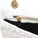 PRADA Gathered Chain Shoulder Bag Leather White Gold Auth 153930-22