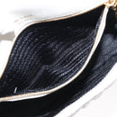 PRADA Gathered Chain Shoulder Bag Leather White Gold Auth 153930-23