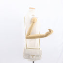 PRADA Gathered Chain Shoulder Bag Leather White Gold Auth 153930-24