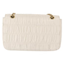 PRADA Gathered Chain Shoulder Bag Leather White Gold Auth 153930-2