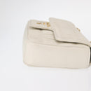 PRADA Gathered Chain Shoulder Bag Leather White Gold Auth 153930-4