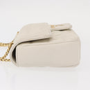 PRADA Gathered Chain Shoulder Bag Leather White Gold Auth 153930-5