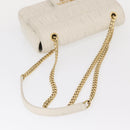 PRADA Gathered Chain Shoulder Bag Leather White Gold Auth 153930-8