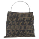 FENDI Zucca Canvas Hand Bag Black Brown Auth 153931-1