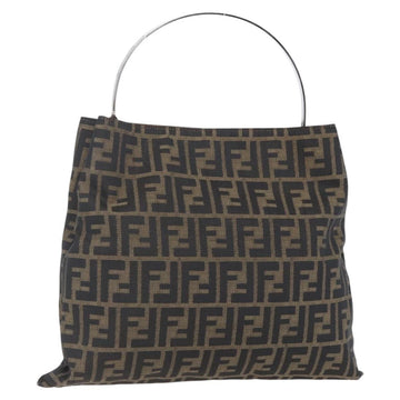 FENDI Zucca Canvas Hand Bag Black Brown Auth 153931