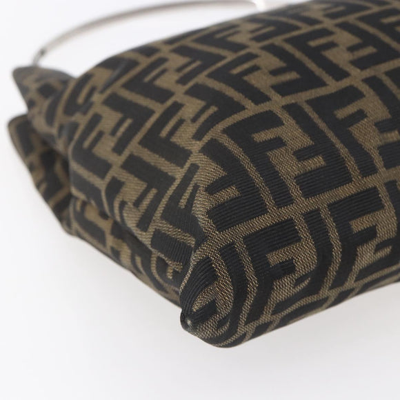 FENDI Zucca Canvas Hand Bag Black Brown Auth 153931