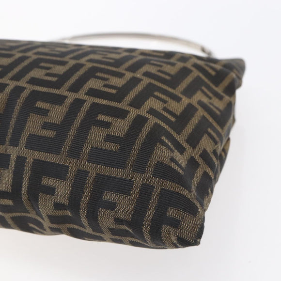 FENDI Zucca Canvas Hand Bag Black Brown Auth 153931