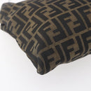 FENDI Zucca Canvas Hand Bag Black Brown Auth 153931-16
