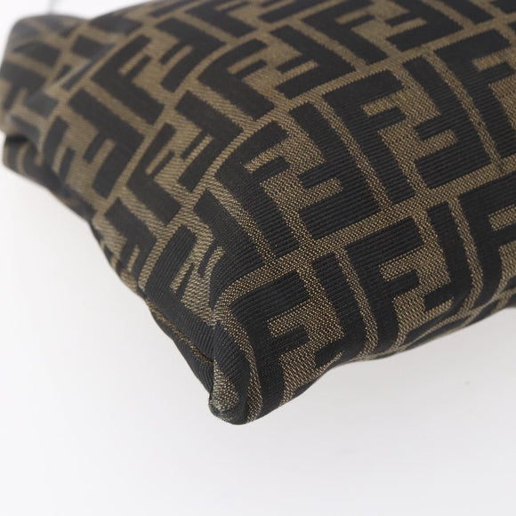 FENDI Zucca Canvas Hand Bag Black Brown Auth 153931