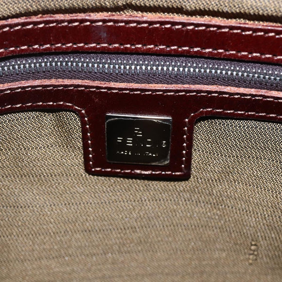 FENDI Zucca Canvas Hand Bag Black Brown Auth 153931