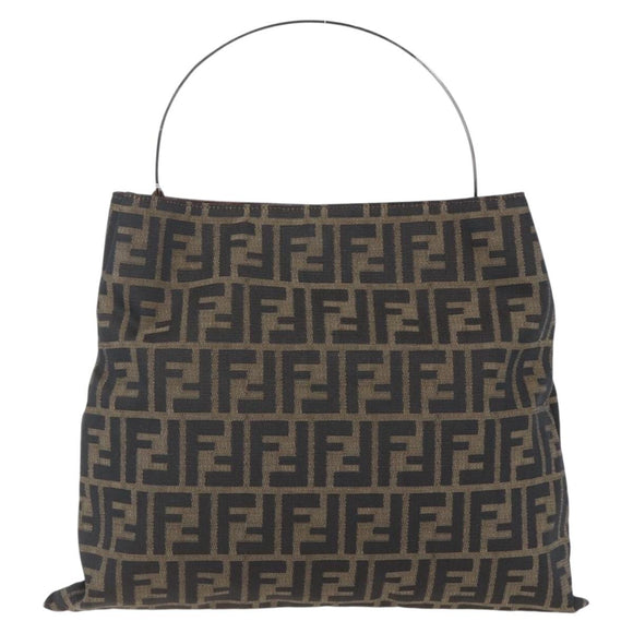 FENDI Zucca Canvas Hand Bag Black Brown Auth 153931