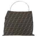 FENDI Zucca Canvas Hand Bag Black Brown Auth 153931-2