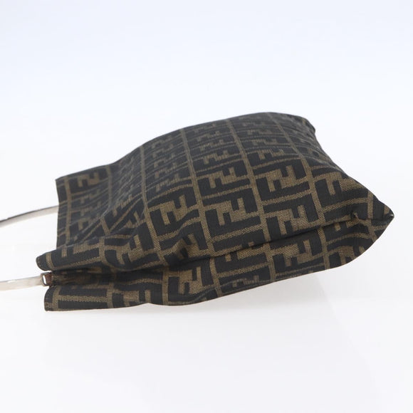 FENDI Zucca Canvas Hand Bag Black Brown Auth 153931