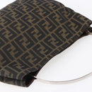 FENDI Zucca Canvas Hand Bag Black Brown Auth 153931-6
