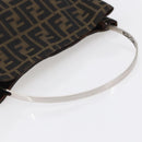 FENDI Zucca Canvas Hand Bag Black Brown Auth 153931-7