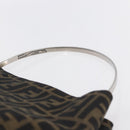 FENDI Zucca Canvas Hand Bag Black Brown Auth 153931-8