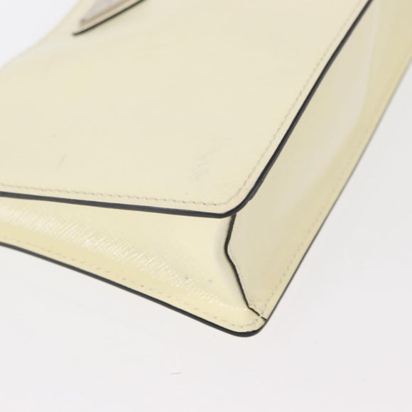 PRADA Chain Shoulder Bag Safiano leather White Silver Auth 153937