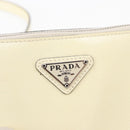 PRADA Chain Shoulder Bag Safiano leather White Silver Auth 153937-15
